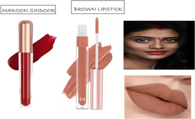 Luipui WATER PROOF MATTE MAROON COLOR SINDOOR AND BROWN COLOR LIPSTICK(1 Items in the set)