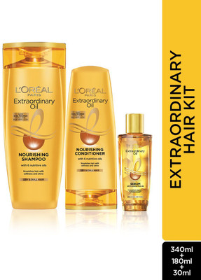 L'Oréal Paris Extraordinary Oil Shampoo (340 ml) + Conditioner (180 ml) + Serum (30 ml)(3 Items in the set)