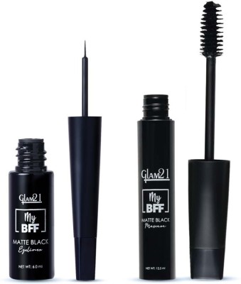 Glam21 Waterproof My BFF Matte Eyeliner & Mascara - Quick Dry & Long-lasting Formula(2 Items in the set)