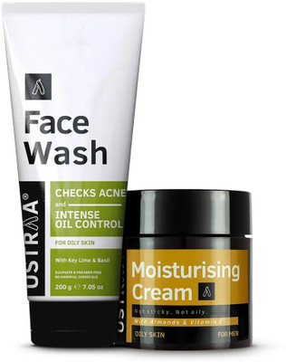 USTRAA Oil Control Pack - Face Wash Oily skin - 200 g & Moisturising Cream - 100 g(2 Items in the set)