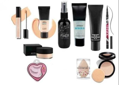 mkldsrh waterproof fixer primer foundation concealer 36 h eyeliner loose powder eyelash blender compact(10 Items in the set)