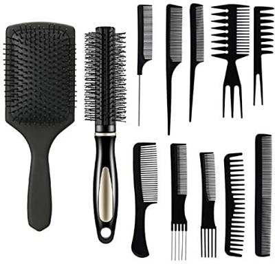 DOTFUSION 12 Pieces Hair Brush Comb Set Paddle Hair Brush Detangling Brush, Including 1 Airbag Massage Comb,1 Roller Brush