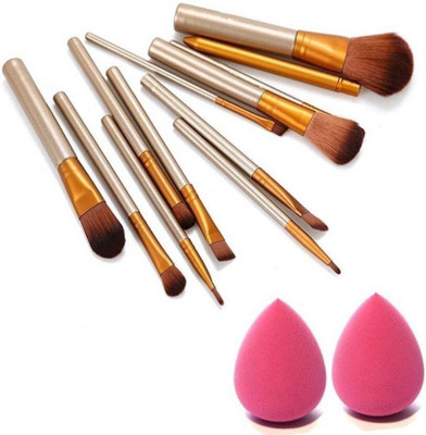 Rsentera Makeup Brush Set of 12 with storage box + 2 sponge puff(14 Items in the set)