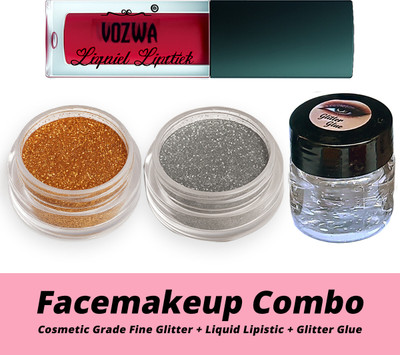 VOZWA Liquid Lipistic with Fine Cosmetic Glitter and glue(4 Items in the set)