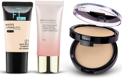 adbeni Foundation, Compact Powder & Primer Combo | Smooth Finish Set & Long-Lasting(3 Items in the set)