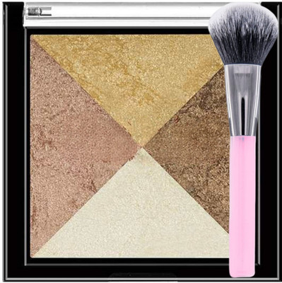 Facejewel Lightweight Baked Blusher and Highlighter with Blends effortlessly Brush Long lasting(2 Items in the set)