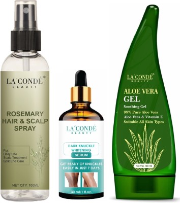 La'Conde Rosemary Hair Spray 100ml, Dark Knuckle Skin Serum 30ml & Aloe Vera Gel 130ml(3 Items in the set)