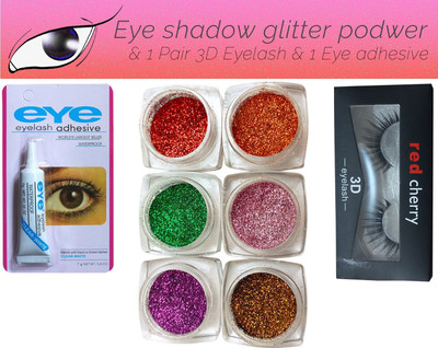vizo Sensational Premium Eye shadow glitter powder + 1 Eyelash + 1 Adhesive + 1 Glue(3 Items in the set)
