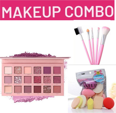 brown blush EYESHADOW WITH 5PCS BRUSH AND PUFF PACKET(3 Items in the set)