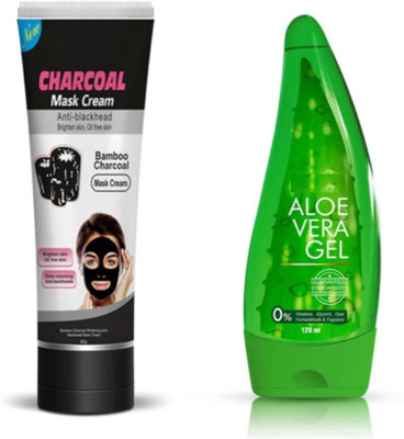 GROOVS AloeVera Gel With Activated Charcoal face peel off mask(2 Items in the set)