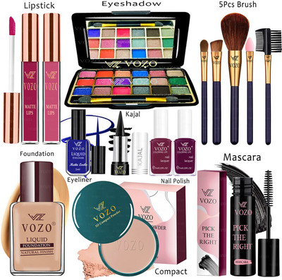 VOZO Makeup Combo Kit One-stop Beauty Package for Beginners and Professionals 306(15 Items in the set)