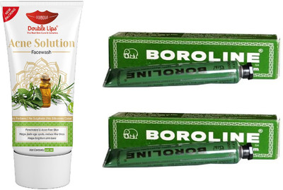 DOUBLE LIPS BOROLINE ANTISEPTIC AYUERVEDIC CREAM 20 G PACK OF 2 WITH FACE CARE SOAP FREE ACNE SOLUTION FACE WASH 100 ML(3 Items in the set)