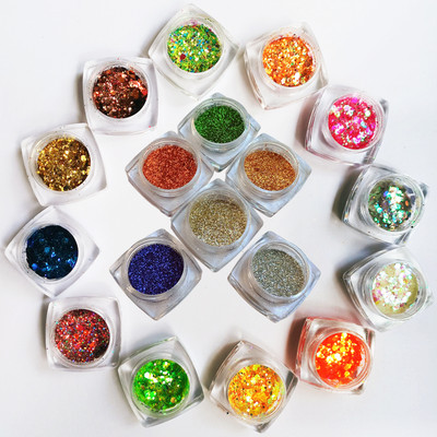 vizo Holographic multicolor (12 color) Chunky Glitter Eye body nails(2 Items in the set)