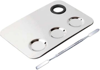 GLOW IT Premium Stainless Steel Makeup Mixing Palette And Spatula Artist Tool for Mixing(2 Items in the set)