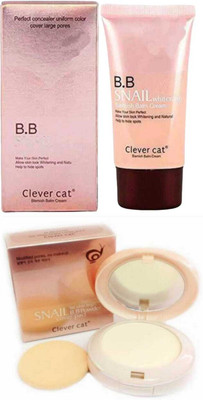 DAQAN Clever Cat BB Snail Whitening Blemish Balm Cream 10ml & snail B.B face powder 20g(2 Items in the set)