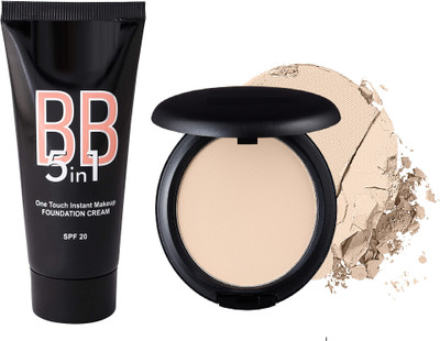 KAIASHA DAILY USE MAKEUP COMBO KIT 5 IN 1 BB FOUNDATION 1 COMPACT POWDER(2 Items in the set)