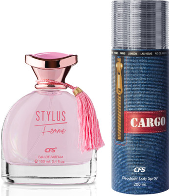 CFS Stylus Pink EDP Long Lasting Perfume & Cargo Blue Deodorant Body Spray(2 Items in the set)