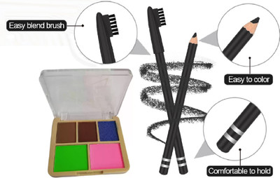 Latixmat Eyebrows Palette with Eyebrow Pencil Black, Combo Pack(2 Items in the set)