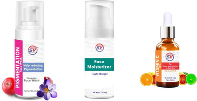 SV PROFESSIONAL Foaming Face Wash And moisturizer cream, Serum for Dark Spots, Anti-Pigmentation Combo, Dullness | Reveal A Brighter ,Pack of 3(1 Items in the set)