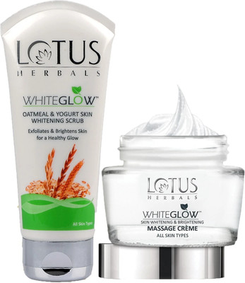 LOTUS HERBALS Whiteglow ( Oatmeal Scrub_100g + Massage Creme_60g )(2 Items in the set)