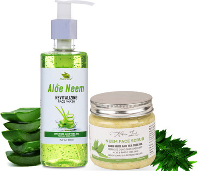 nature leaf Combo of Aloe Neem Face Wash (200 ml) and Neem Face Scrub with Mint and Tea Tree Oil Scrub (200 g)(2 Items in the set)