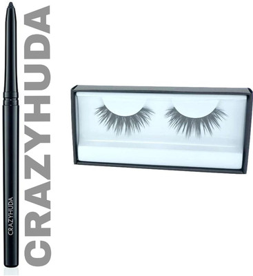 CRAZYHUDA Professional Long Lasting Black Waterproof Kajal And 1 Pair Color Eyelashes(2 Items in the set)