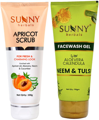 Sunny Herbals Scrub-100gm and Face Wash Gel (With Neem And Tulsi)-110gm(2 Items in the set)