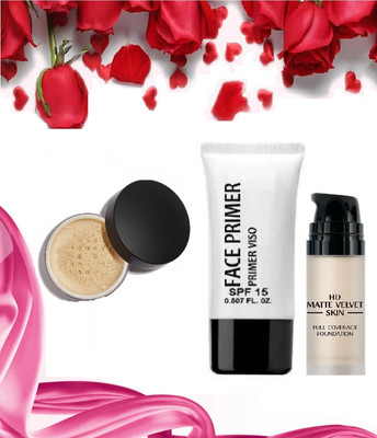 Latixmat Makeup Combo Primer, Mini Foundation & Compact Powder(3 Items in the set)