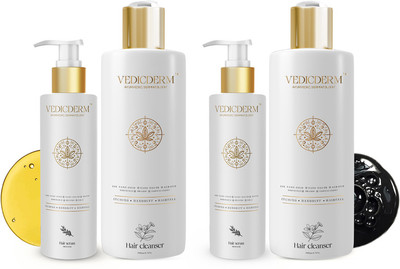Vedicderm Sensitive Scalp Bundle Hair Serum & Cleanser For Soothes Itchy Dry & Flaky Scalp(4 Items in the set)