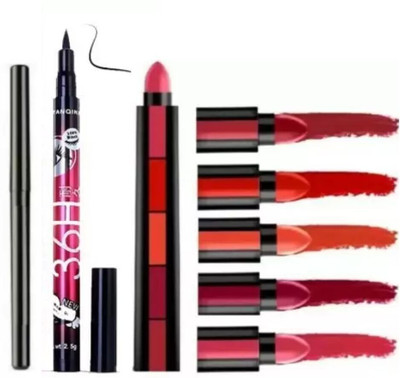 swenky MAKEUP COMBO WITH 5IN1 MATTE LIPSTICK & WATERPROOF EYELINER WITH KAJAL(3 Items in the set)