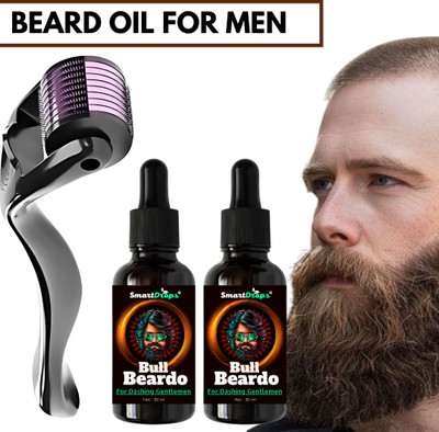 smartdrops Beard Oil For Beard Growth & Repair & Derma Roller 0.5 mm For Hair Growth(2 Items in the set)