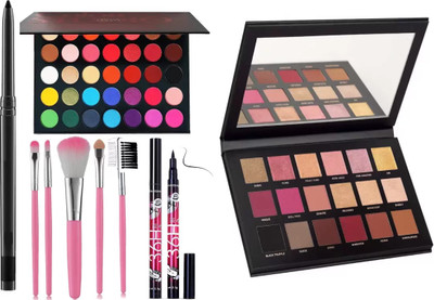 SUBHMUN Eyeshadow Palette & 5 Makeup Brush & 36H Black Eyeliner(4 Items in the set)