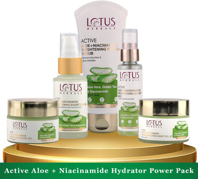 LOTUS HERBALS Active Aloe + Niacinamide Brightening Power Pack(5 Items in the set)