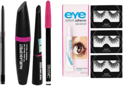 SUBHMUN KAJAL , 3 IN 1 MASCARA , EYELINER , EYEBROW PENCIL , FALSE EYELASHES WITH EYELASHES GLUE(3 Items in the set)