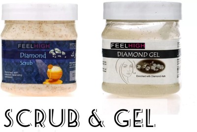 feelhigh Diamond Scrub 500ml+Gel500ml -Skin Smoothing & Pain Relief SKin care -Facial Kit(2 Items in the set)