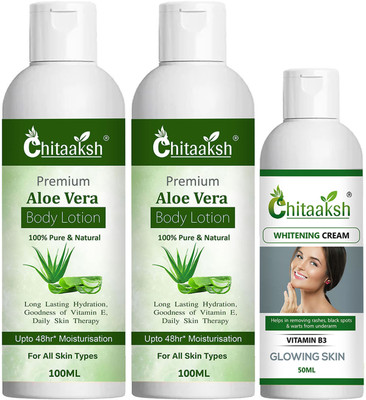 CHITAAKSH Aloe Vera Body Lotion and White Whitening Cream(3 Items in the set)