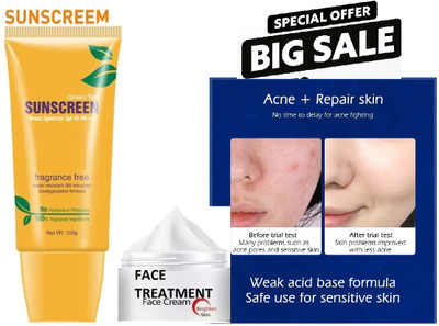 HUZURLU Brightening Sunscreen for Dark Spots Acne Scar, Pigmentation Blemish Removal cream(2 Items in the set)