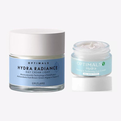 Oriflame OPTIMALS Hydra Radiance Day Cream Light 50 ml , Optimals Hydra Eye Cream 15 ml(2 Items in the set)