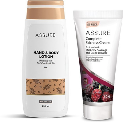 ASSURE Hand & Body Lotion 250ml With Complete Fairness Cream 50g Pack of 2 item(2 Items in the set)