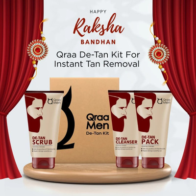Qraa De-Tan Kit-Rakhi Gift For Brother| For Instant Dirt & Blackhead And Tan Removal For Men(3 Items in the set)