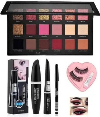 wryak Rose Gold Eyeshadow , 3 in 1 Eyeliner Mascara & Pencil With Eyelashes(4 Items in the set)
