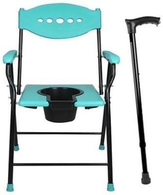 cutfine Free single leg stick with Commode chair,Bedside commode chair,Toilet chair Commode Chair(Green, Black)