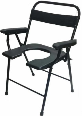 M Enterprises Commode Chair(Black, Grey)