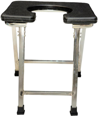 DARLIE Constructed Stainless Steel Frame Comfortable Safe Toliet Commode Commode Chair(Black)