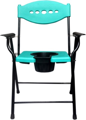 SHARMA TRADER ST02G Commode Shower Chair(Green, Black)