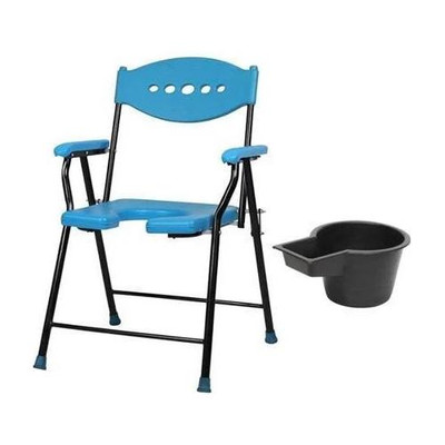 cutfine Portable Folding Commode Chair Indian Toilet Seat For Elderly Disabled and adult Commode Chair(Blue)