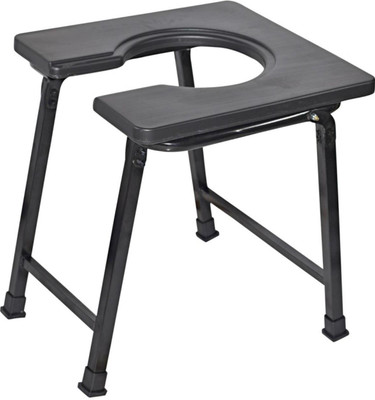DARLIE Foldable with anti skid rubber legs Commode Chair(Black)