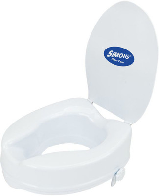 Simon's Heavy-Duty 6 Inch Commode seat raiser with lid cover Commode Chair(White)