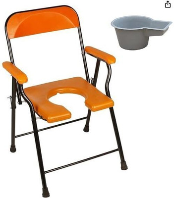 Yash Enterprises Best quality Folding commode chair for old age and physical disabilied Commode Chair(Orange, Black)
