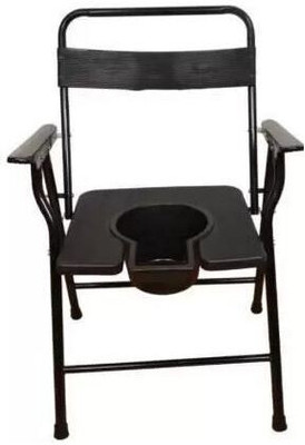 cutfine Hygienic Non-slip Folding Portable Padded 3-in-1commode Shower chair for elderly Commode Chair(Black)